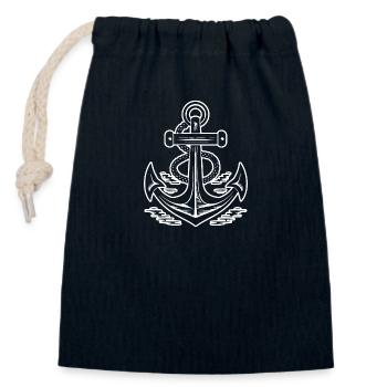 Anchor Boat Ship Nautical - Closable cotton gift bag (14x20cm) - navy - Front