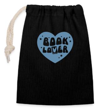Book Lover - Verschließbarer Geschenkbeutel aus Baumwolle (14x20cm) - Schwarz - Vorne