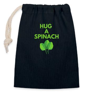 HUG A SPINACH - Closable cotton gift bag (14x20cm) - navy - Front