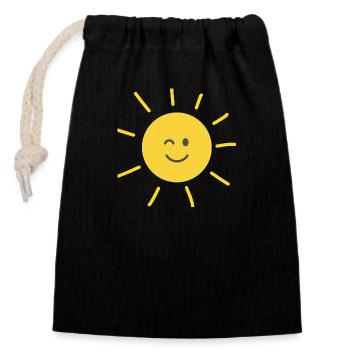 Laughing sun - Closable cotton gift bag (14x20cm) - black - Front