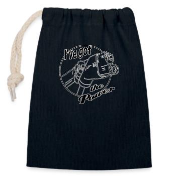 J’ai le pouvoir - Sac cadeau en coton avec cordon (14 x 20 cm) - bleu marine - Devant