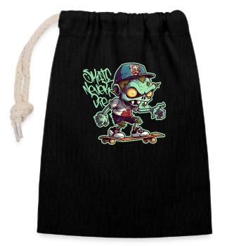 Skate Never Die - Sac cadeau en coton avec cordon (14 x 20 cm) - noir - Devant