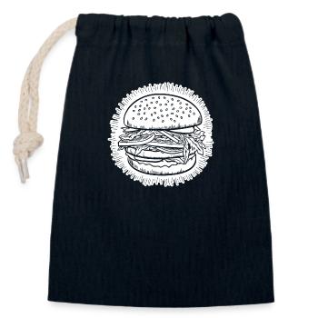 hamburgers, fast food, barbecues, cheeseburgers - Closable cotton gift bag (14x20cm) - navy - Front