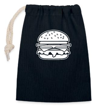 hamburgers, fast food, barbecues, cheeseburgers - Closable cotton gift bag (14x20cm) - navy - Front