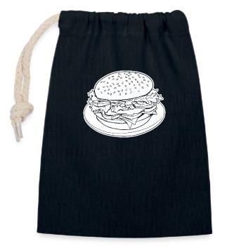 hamburgers, fast food, barbecues, cheeseburgers - Closable cotton gift bag (14x20cm) - navy - Front