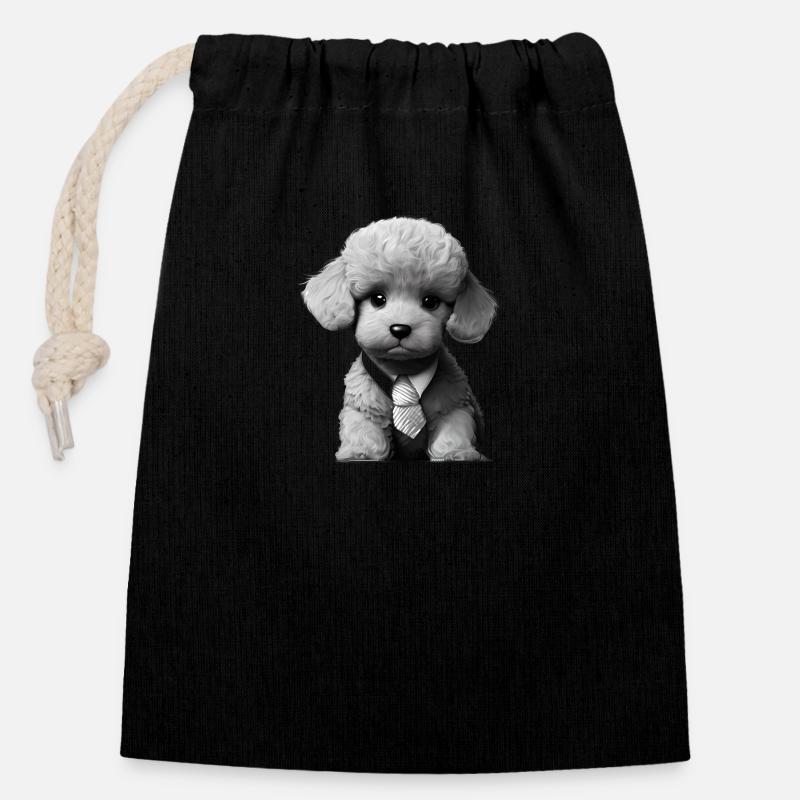 Hundehalter Pudel Hundeliebe Pudelwelpe Hundewelpe - Verschließbarer Geschenkbeutel aus Baumwolle (14x20cm) - Schwarz