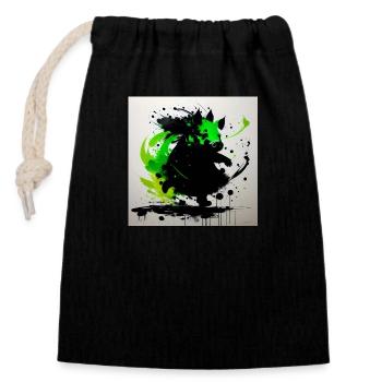 Collection cochons verts - édition dansante - Sac cadeau en coton avec cordon (14 x 20 cm) - noir - Devant