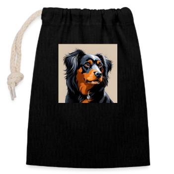 Chien - Sac cadeau en coton avec cordon (14 x 20 cm) - noir - Devant
