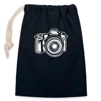 Photographe Photographie Caméra de photographie - Sac cadeau en coton avec cordon (14 x 20 cm) - bleu marine - Devant