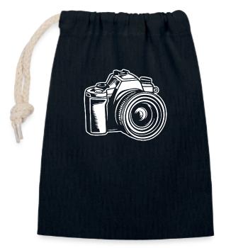 Photographe Photographie Caméra de photographie - Sac cadeau en coton avec cordon (14 x 20 cm) - bleu marine - Devant