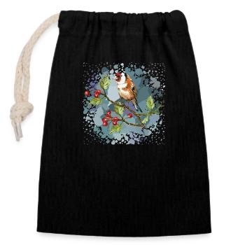 Colorful bird - Closable cotton gift bag (14x20cm) - black - Front