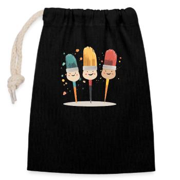 Funny brushes - Closable cotton gift bag (14x20cm) - black - Front