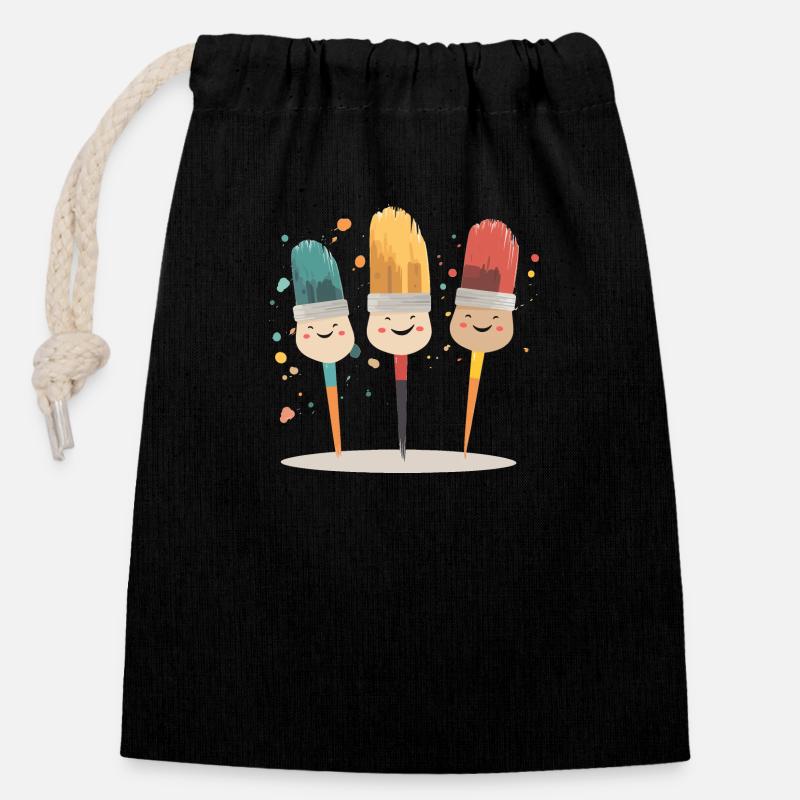 Funny brushes - Closable cotton gift bag (14x20cm) - black