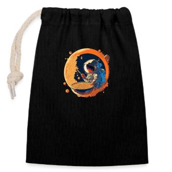 Les nouilles interstellaires, alimentant les astronautes - Sac cadeau en coton avec cordon (14 x 20 cm) - noir - Devant