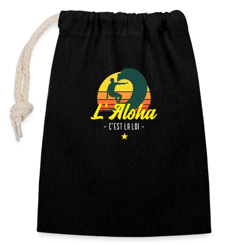 L'ALOHA C'EST LA LOI ! (SURF) - Gavepose i bomuld, der kan lukkes (14x20cm)
