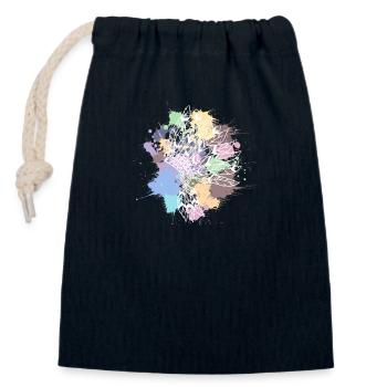coiffe indienne blanc taches de couleurs pastel - Sac cadeau en coton avec cordon (14 x 20 cm) - bleu marine - Devant