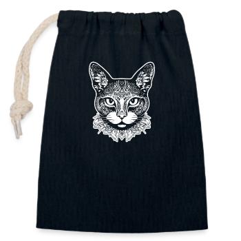 Katze Katzen Kätzchen Katzendame - Verschließbarer Geschenkbeutel aus Baumwolle (14x20cm) - Navy - Vorne