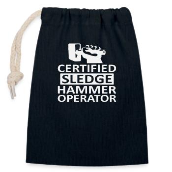 Certified Sledge Hammer Operator - Closable cotton gift bag (14x20cm) - navy - Front