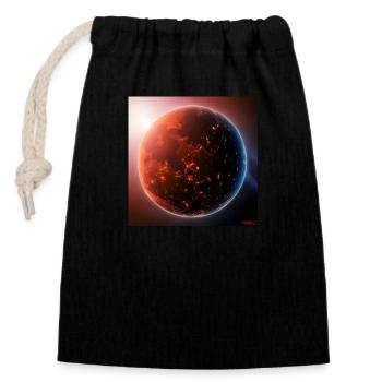 The world at night with sun in the background 1 - Closable cotton gift bag (14x20cm) - black - Front