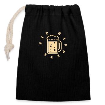 Sip happens - Closable cotton gift bag (14x20cm) - black - Front