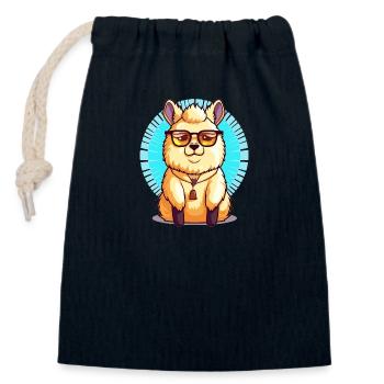 Lazy Lama - Votre nouveau compagnon préféré - Sac cadeau en coton avec cordon (14 x 20 cm) - bleu marine - Devant