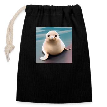 CUBE DE PHOQUE - Sac cadeau en coton avec cordon (14 x 20 cm) - noir - Devant