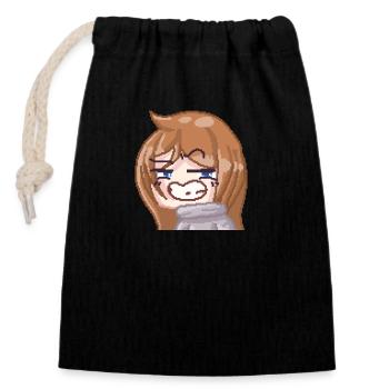 Pillowg1rl Emote Smirk - Verschließbarer Geschenkbeutel aus Baumwolle (14x20cm) - Schwarz - Vorne