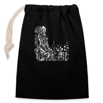 Machine Femme Robot - Sac cadeau en coton avec cordon (14 x 20 cm) - noir - Devant
