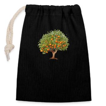 Picturesque orange tree with juicy oranges - Closable cotton gift bag (14x20cm) - black - Front