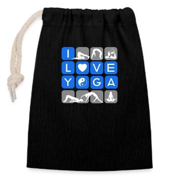 I love yoga forms symbols chakra - Closable cotton gift bag (14x20cm) - black - Front