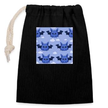 Fantaisiste Winged Friends : Mignonnes chauves-souris de dessin animé - Sac cadeau en coton avec cordon (14 x 20 cm) - noir - Devant