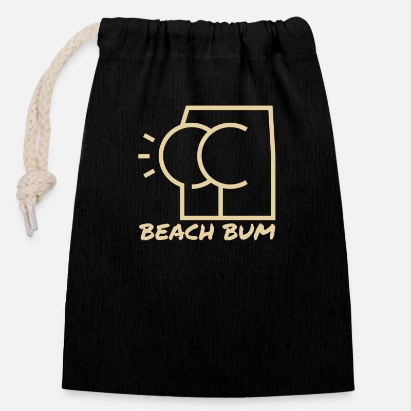 Clochard de plage - Sac cadeau en coton avec cordon (14 x 20 cm) - noir