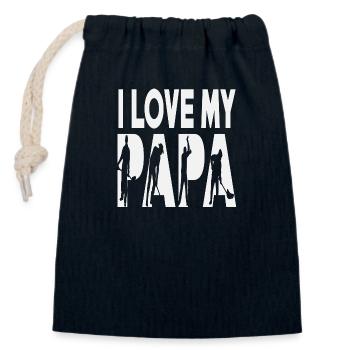 I Love My Papa Steel Worker - Verschließbarer Geschenkbeutel aus Baumwolle (14x20cm) - Navy - Vorne