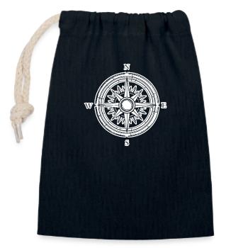 Compass Nautical Sailboat Seafarer - Closable cotton gift bag (14x20cm) - navy - Front