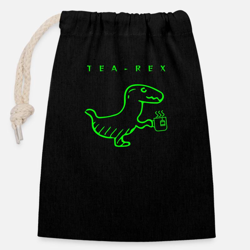 Tee Rex - Verschließbarer Geschenkbeutel aus Baumwolle (14x20cm) - Schwarz