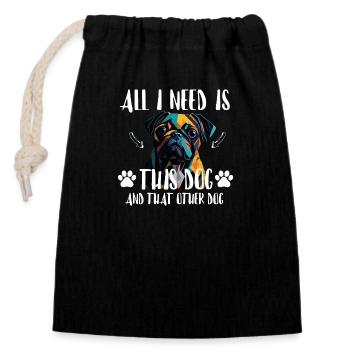 all i need is this dog and that other dog nice de - Sac cadeau en coton avec cordon (14 x 20 cm) - noir - Devant