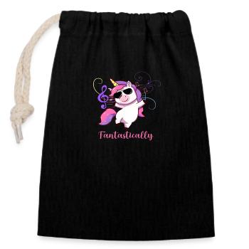 Licorne incroyablement mignonne - Sac cadeau en coton avec cordon (14 x 20 cm) - noir - Devant