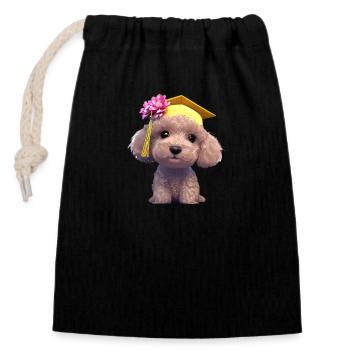 Diplôme Bachelor Poodle Study Dogs - Sac cadeau en coton avec cordon (14 x 20 cm) - noir - Devant