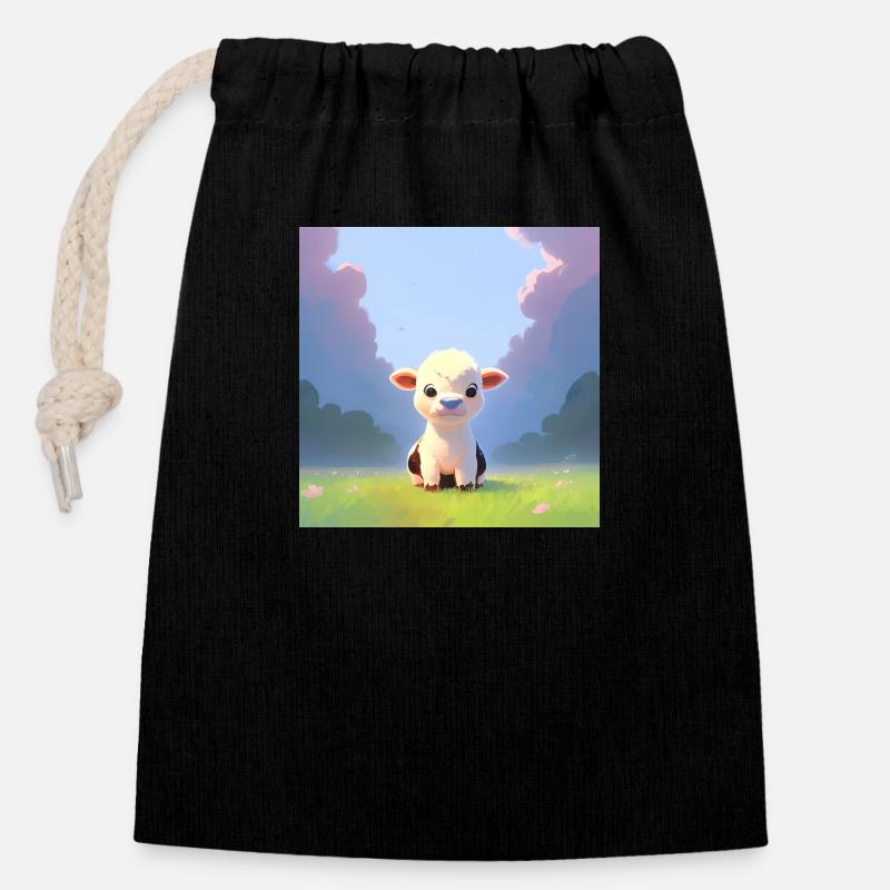 BABY COW - Closable cotton gift bag (14x20cm) - black