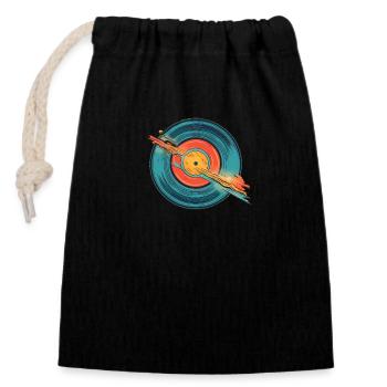 Retro Disc - Closable cotton gift bag (14x20cm) - black - Front