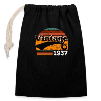Vintage 1937 - Sac cadeau en coton avec cordon (14 x 20 cm) - noir - Devant