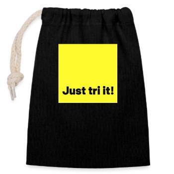 just tri it yellow - Closable cotton gift bag (14x20cm) - black - Front