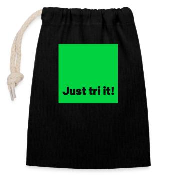 just tri it green - Closable cotton gift bag (14x20cm) - black - Front