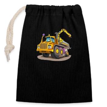 Funny monsters in construction - Closable cotton gift bag (14x20cm) - black - Front