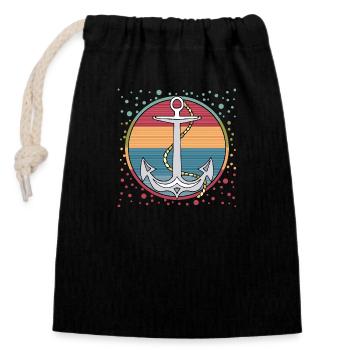 Ancre - Sac cadeau en coton avec cordon (14 x 20 cm) - noir - Devant