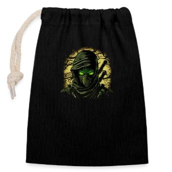 ninja - Closable cotton gift bag (14x20cm) - black - Front