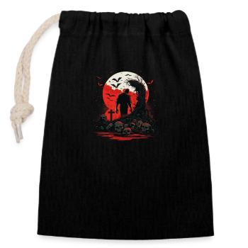 serious - Closable cotton gift bag (14x20cm) - black - Front