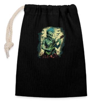 Zombie avec guitare rock - Sac cadeau en coton avec cordon (14 x 20 cm) - noir - Devant