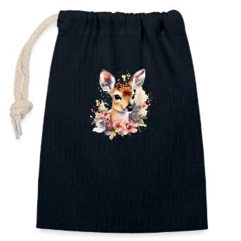 Blumenreh - Verschließbarer Geschenkbeutel aus Baumwolle (14x20cm) - Navy - Vorne