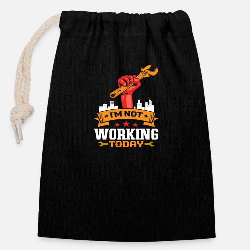 I ́m not working today - Closable cotton gift bag (14x20cm) - black